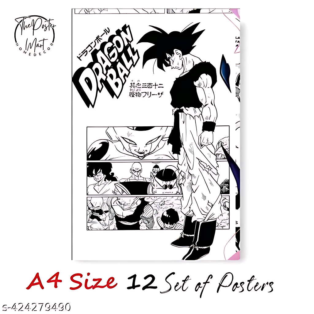 Dragonn ball manga anime Manga Panels For Wall A4 Size - Dragonn ball manga anime Panel Anime Manga Paper Wall Poster Set Of 12 For Bedroom With Size A4