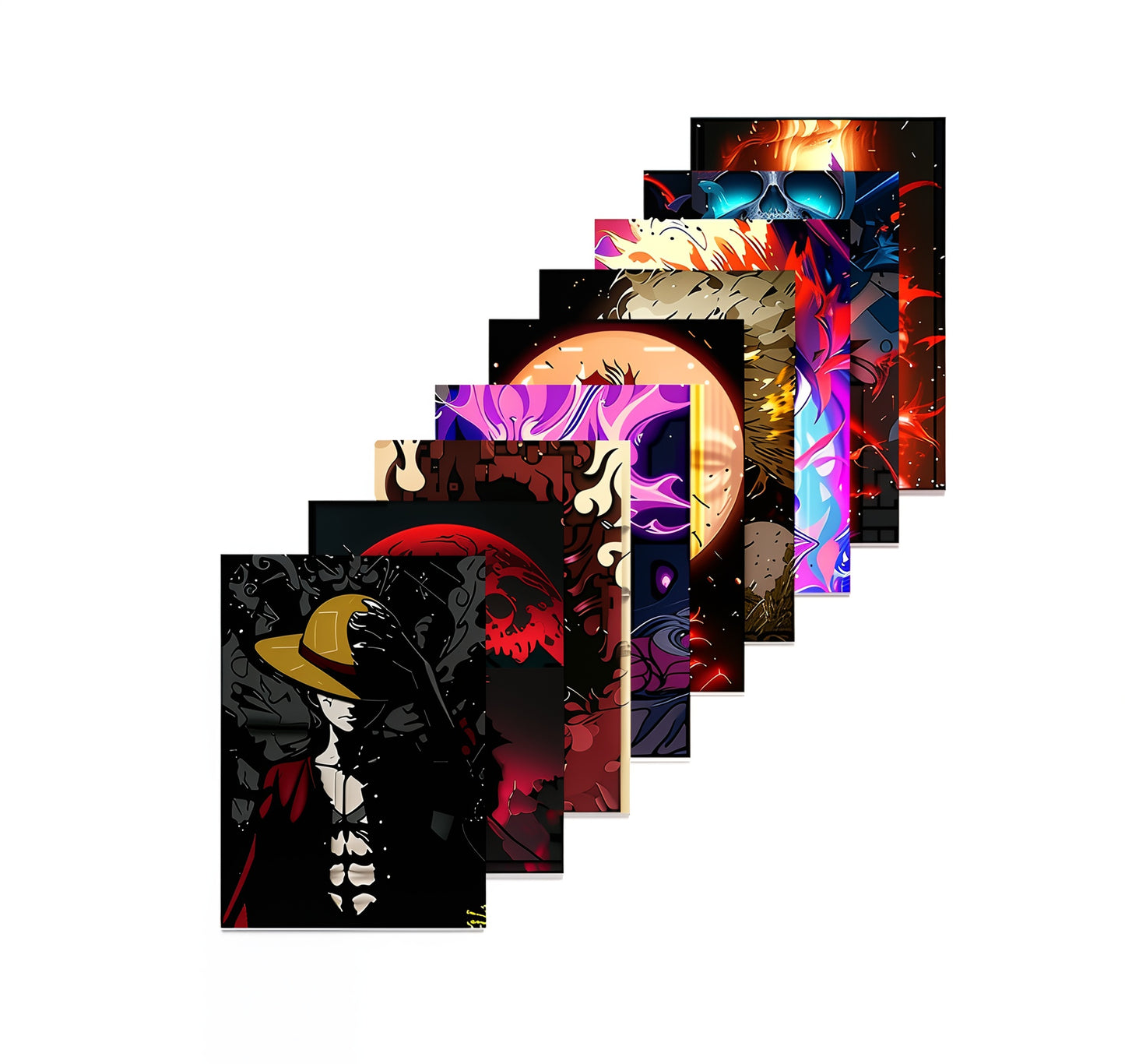 KARTMAPLE Set of 10 Anime  Printed Wall Posters, Various Anime Characters, Size: 11.9x8.3 inch (A4), 300 GSM Matt Paper