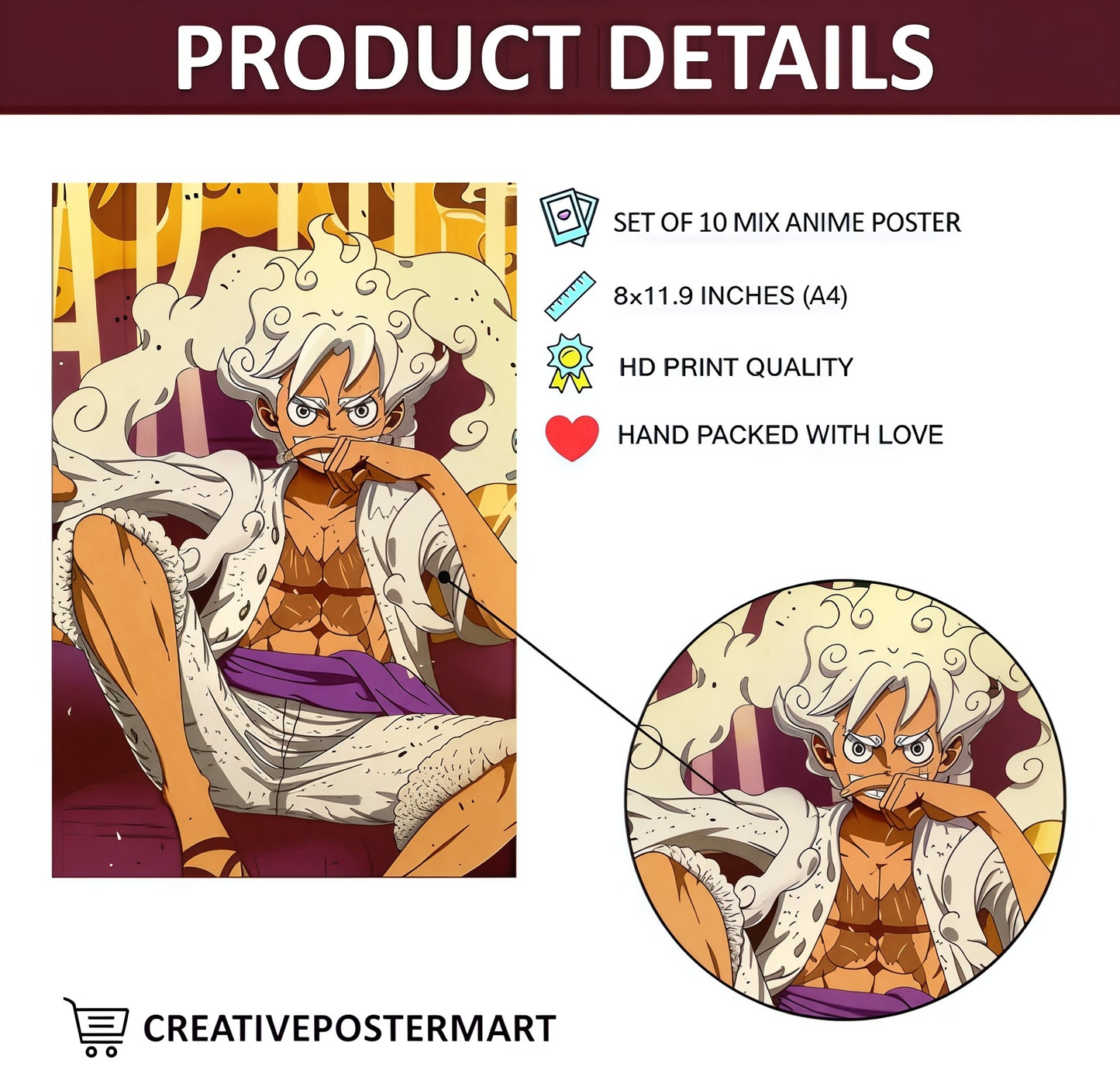 Set of 10 Anime Printed Wall Posters, Various Anime Characters, Size (8.3 x 11.7 Inches with HD Quality) 350 GSM