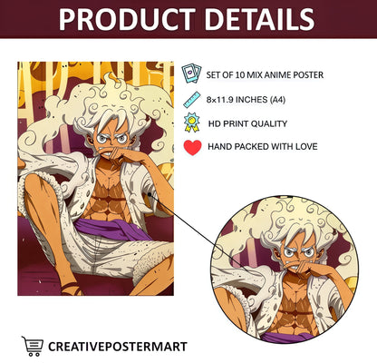 Set of 10 Anime Printed Wall Posters, Various Anime Characters, Size (8.3 x 11.7 Inches with HD Quality) 350 GSM