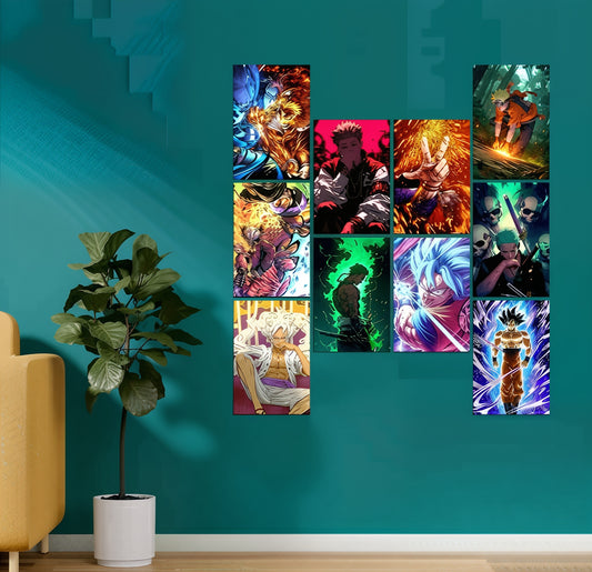 Set of 10 Anime Printed Wall Posters, Various Anime Characters, Size (8.3 x 11.7 Inches with HD Quality) 350 GSM
