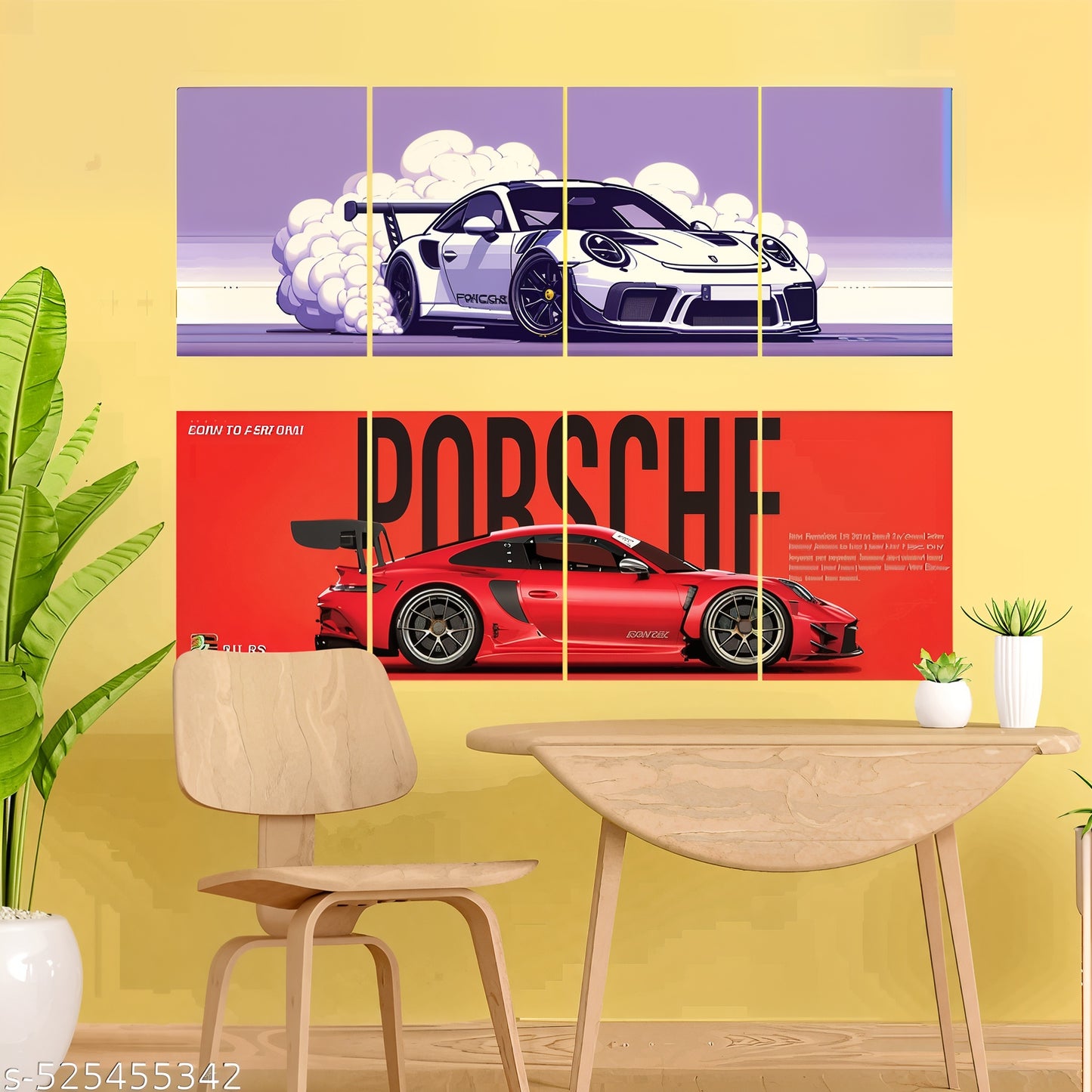 Premium Porsche Collage Poster Set of 8- Printed on 300 GSM Paper, Perfect for Car Enthusiasts and Wall Decor