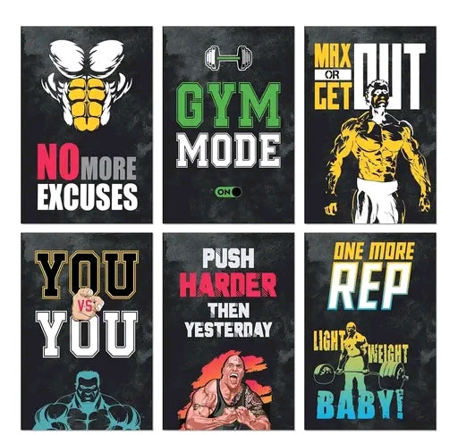 ESCAPER Gym posters for Wall (12 x 18, 300 GSM), Poster for Gym Motivation, Workout Poster for Gym, Exercise Posters, Bodybuilders Posters, Fitness Center Posters (Jumbo Pack 6 Posters)