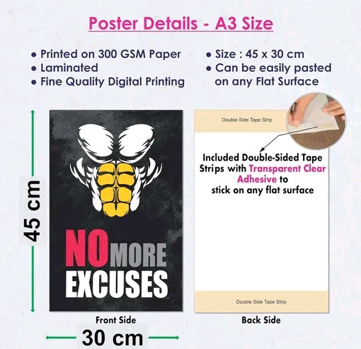 ESCAPER Gym posters for Wall (12 x 18, 300 GSM), Poster for Gym Motivation, Workout Poster for Gym, Exercise Posters, Bodybuilders Posters, Fitness Center Posters (Jumbo Pack 6 Posters)