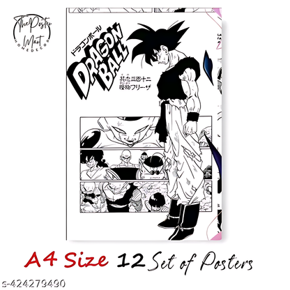Dragonn ball manga anime Manga Panels For Wall A4 Size - Dragonn ball manga anime Panel Anime Manga Paper Wall Poster Set Of 12 For Bedroom With Size A4
