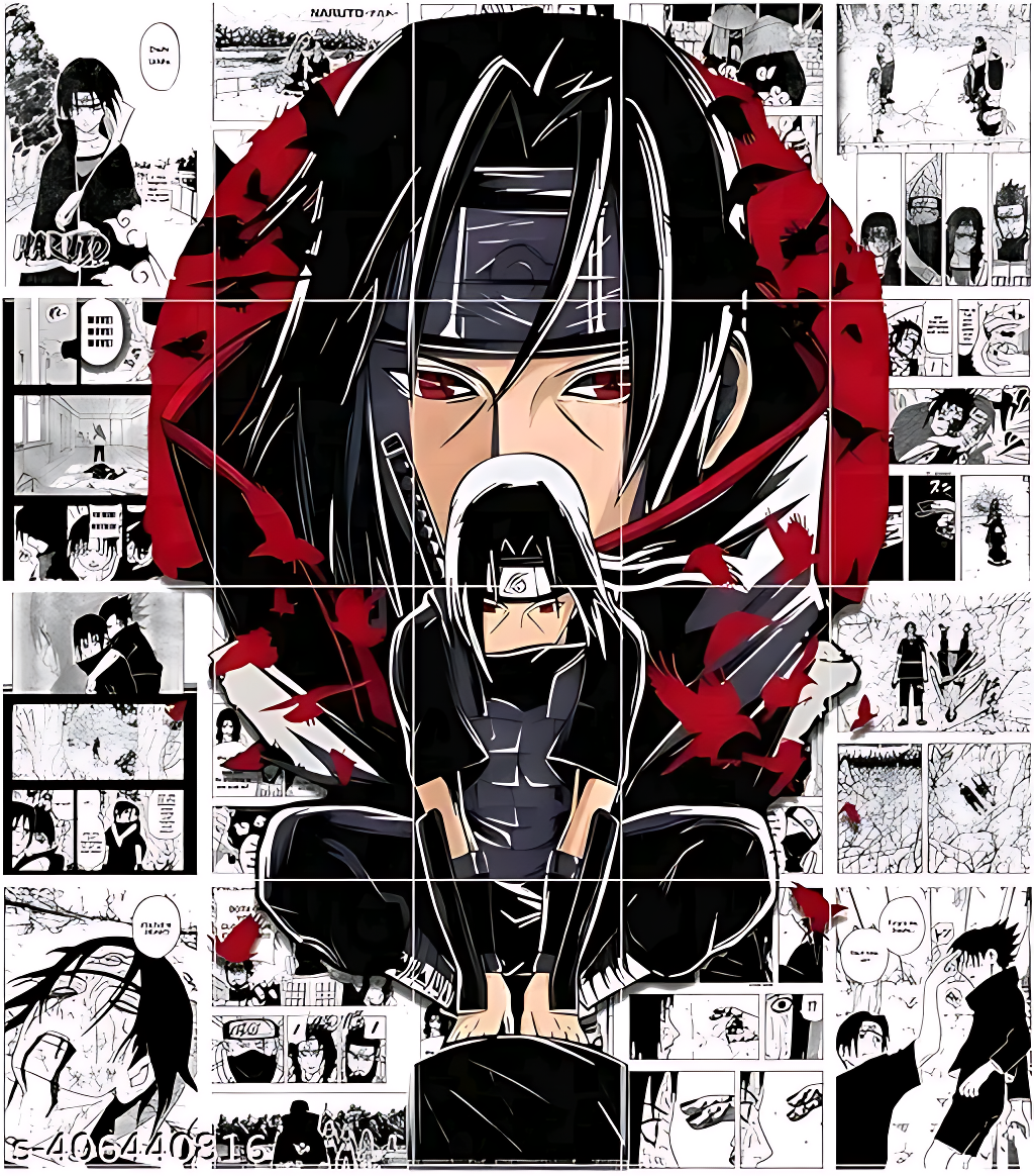 ThePosterMart Set of 12 Manga Style A4 Panels for Wall Art (21 x 29.7 cm, with HD Quality) - Illustration for Anime Fans -Multicolor (Itachi Manga Panel)