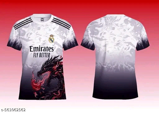 *HAVRIM Real Madrid Byblade Dragon Edition | La Liga and UCL | Fan Jersey | Summer Fabric | 2025 Men Jersey | European Football | Red Dragon*